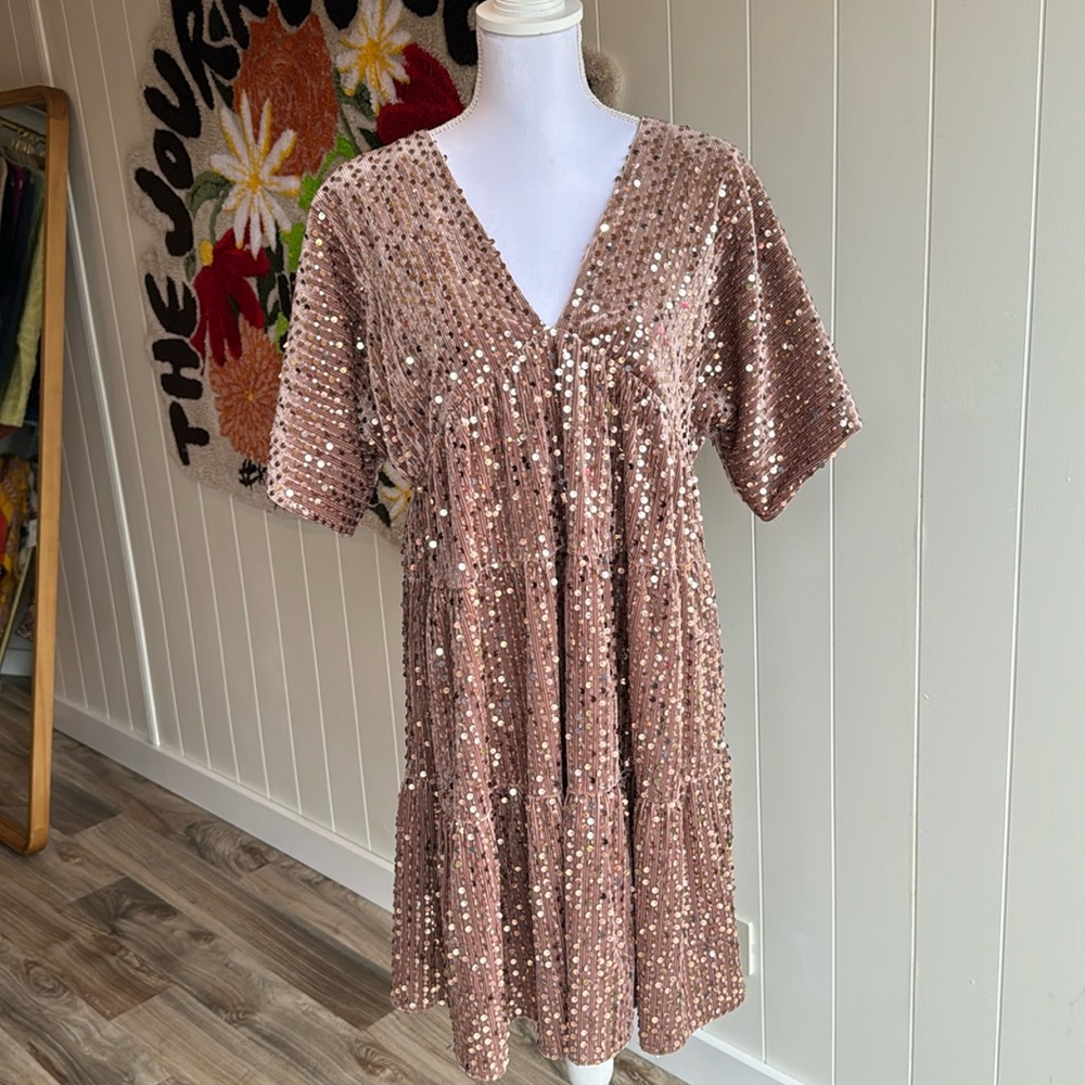 Wishlist sequin/velvet baby doll dress